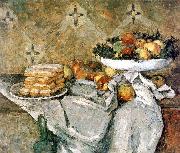 Paul Cezanne Plate with fruits and sponger fingers oil